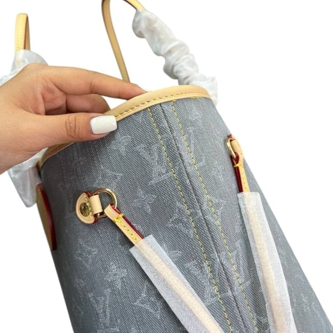 VIP/GWP Denim Mono Neverfull MM Tote/Pouch