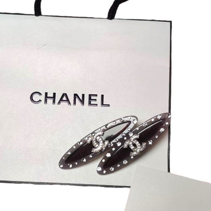 VIP/GWP 2Pc Rhinestone CC Logo Hair Clips