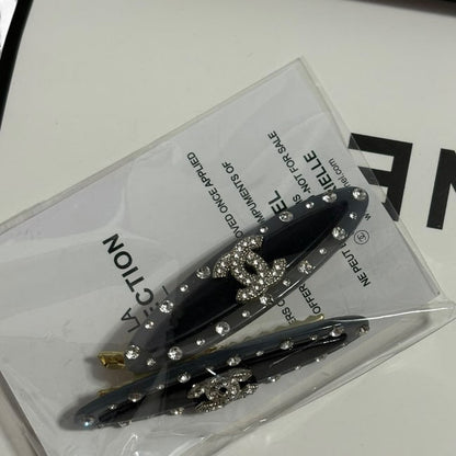 VIP/GWP 2Pc Rhinestone CC Logo Hair Clips
