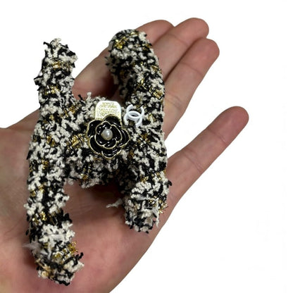 VIP/GWP White 2Pc Tweed Hair Clips with Box