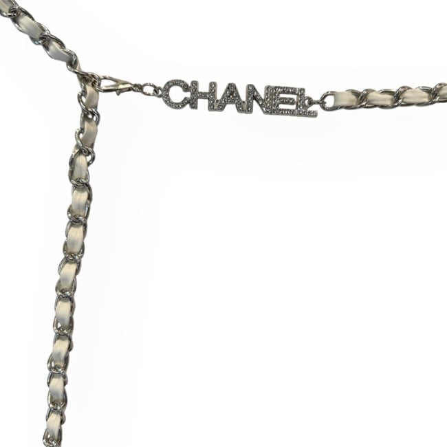 VIP/GWP White Rhinestone Logo Belt with Bag