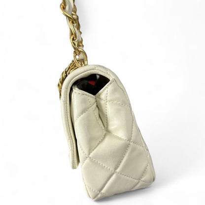VIP/GWP White Quilted Mini Flap Bag with Box