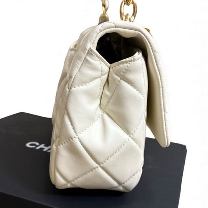 VIP/GWP White Quilted Mini Flap Bag with Box