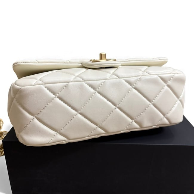 VIP/GWP White Quilted Mini Flap Bag with Box