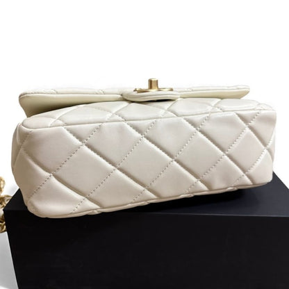 VIP/GWP White Quilted Mini Flap Bag with Box