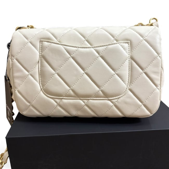 VIP/GWP White Quilted Mini Flap Bag with Box