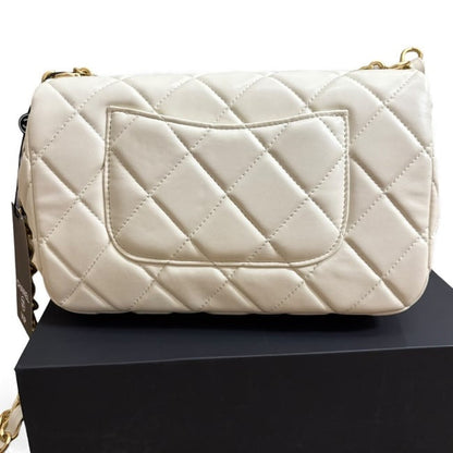 VIP/GWP White Quilted Mini Flap Bag with Box