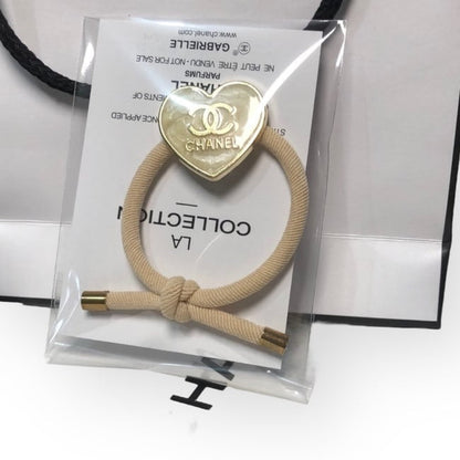 VIP/GWP White Heart Shimmer Hair Tie with Bag