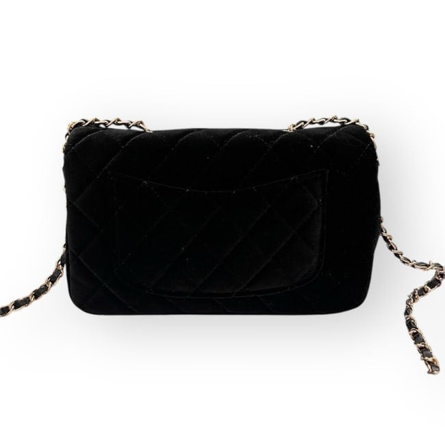 VIP/GWP Black Quilted Velvet Mini Flap Bag