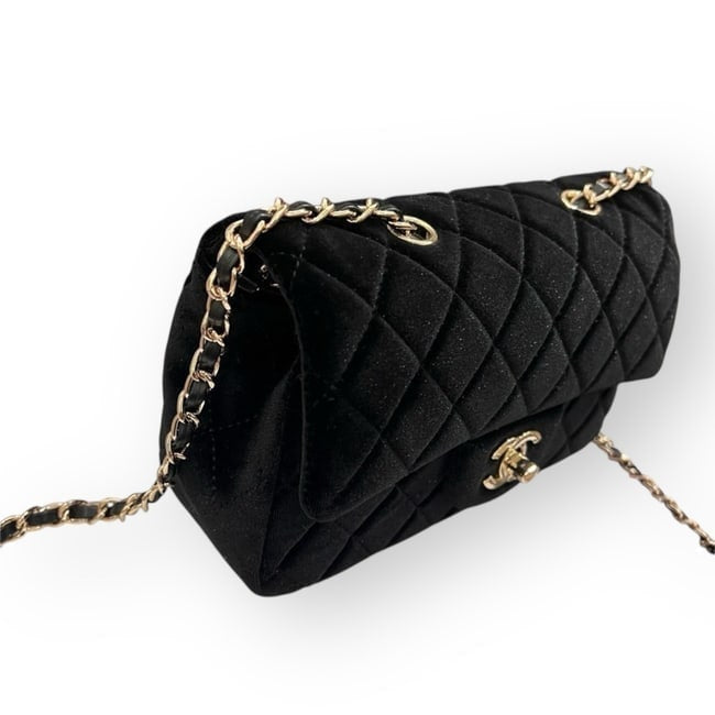 VIP/GWP Black Quilted Velvet Mini Flap Bag
