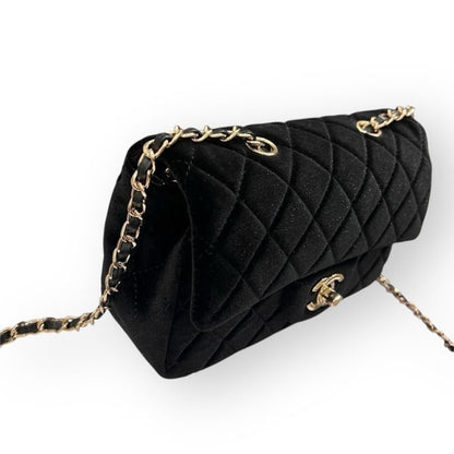 VIP/GWP Black Quilted Velvet Mini Flap Bag