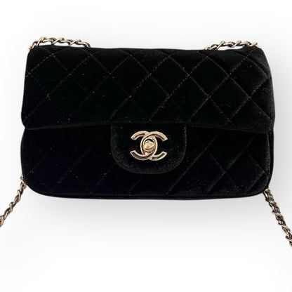 VIP/GWP Black Quilted Velvet Mini Flap Bag
