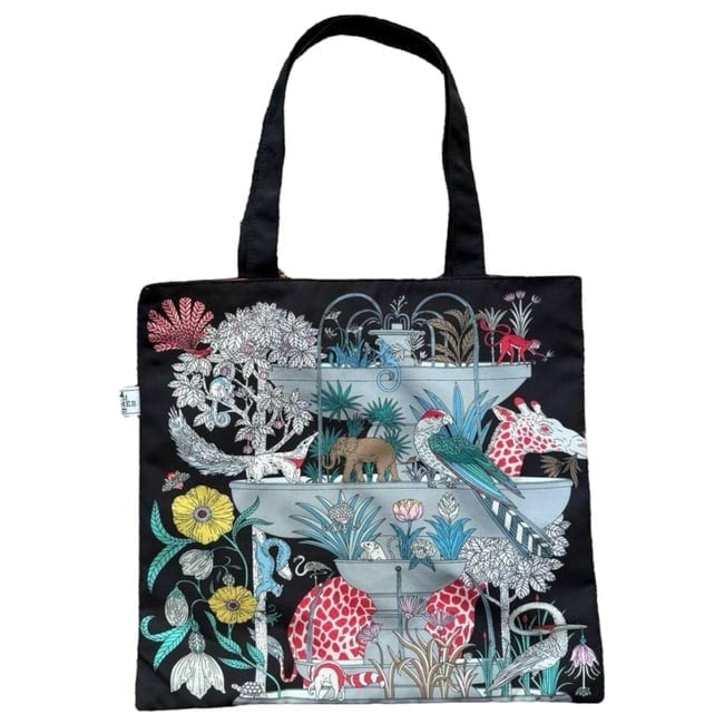 VIP/GWP Black Floral Animal Print Tote Bag