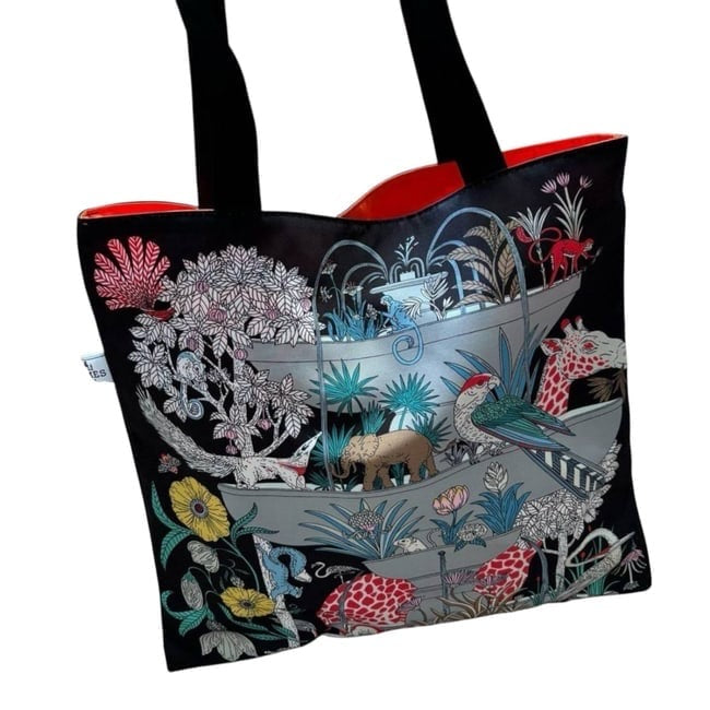 VIP/GWP Black Floral Animal Print Tote Bag