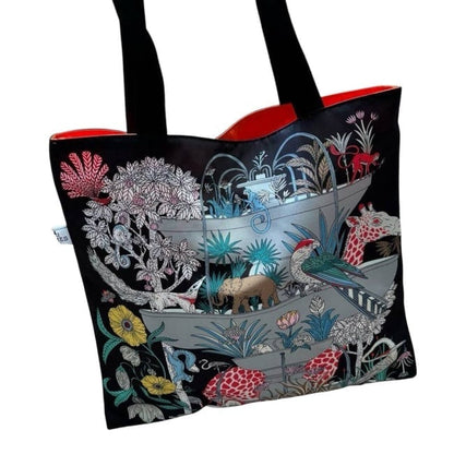 VIP/GWP Black Floral Animal Print Tote Bag