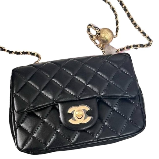 VIP/GWP Black Quilted Mini Flap Bag with Box