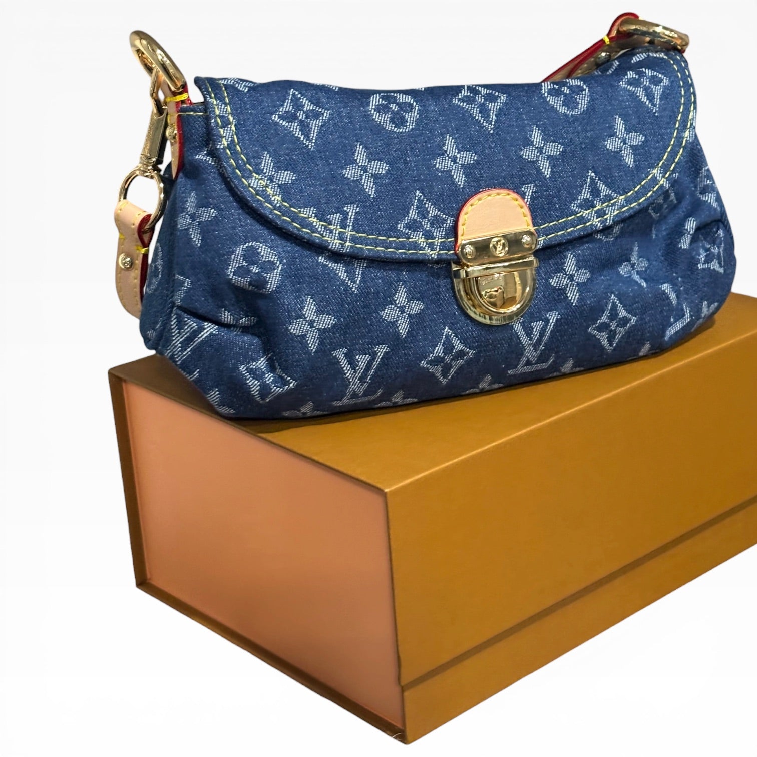 VIP/GWP Denim Pleaty Monogram Bag with Gift Bag