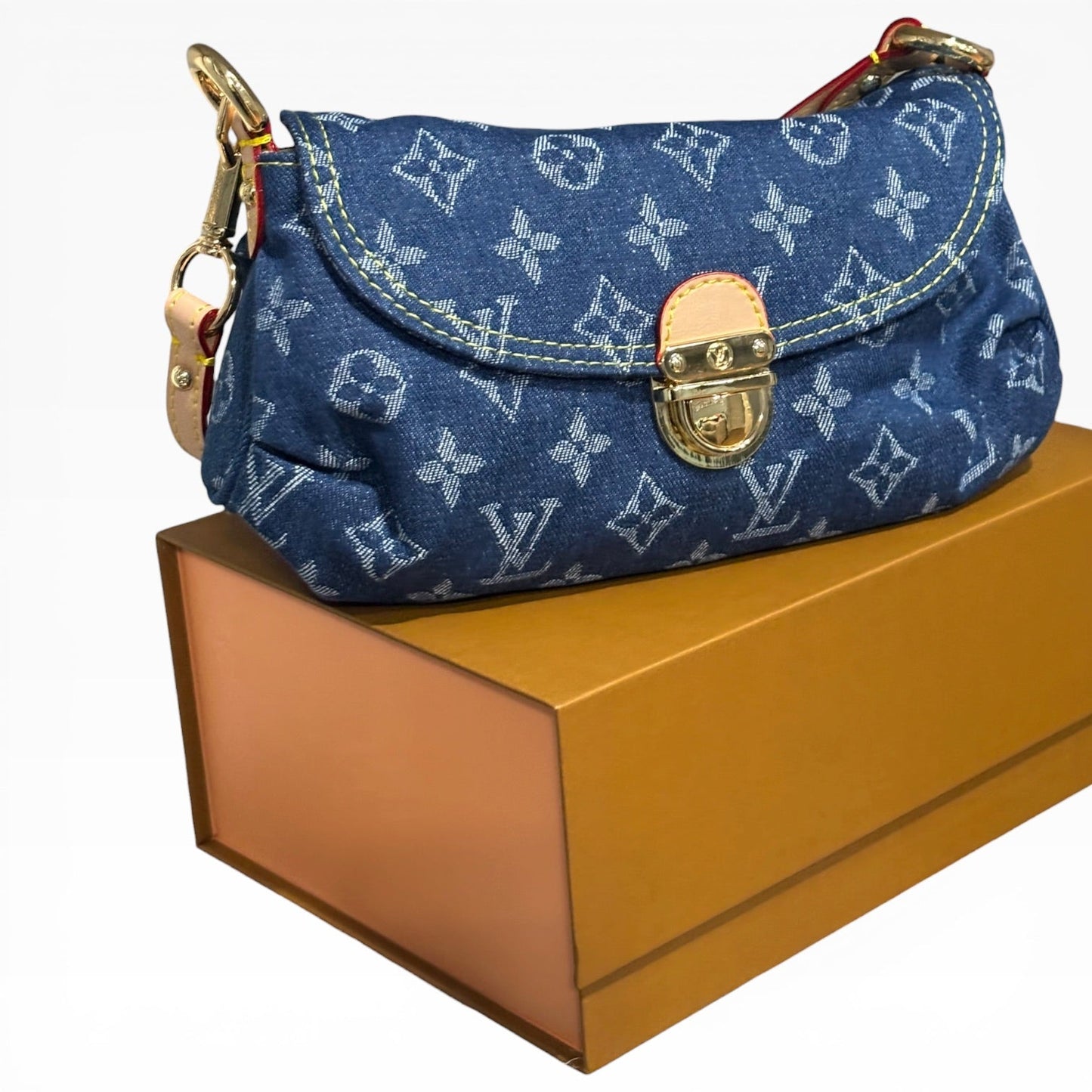 VIP/GWP Denim Pleaty Monogram Bag with Gift Bag