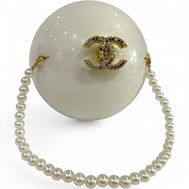 VIP/GWP White Rhinestone Clutch Bag with Box