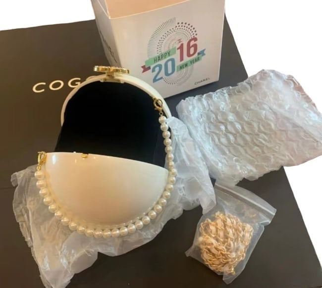 VIP/GWP White Rhinestone Clutch Bag with Box