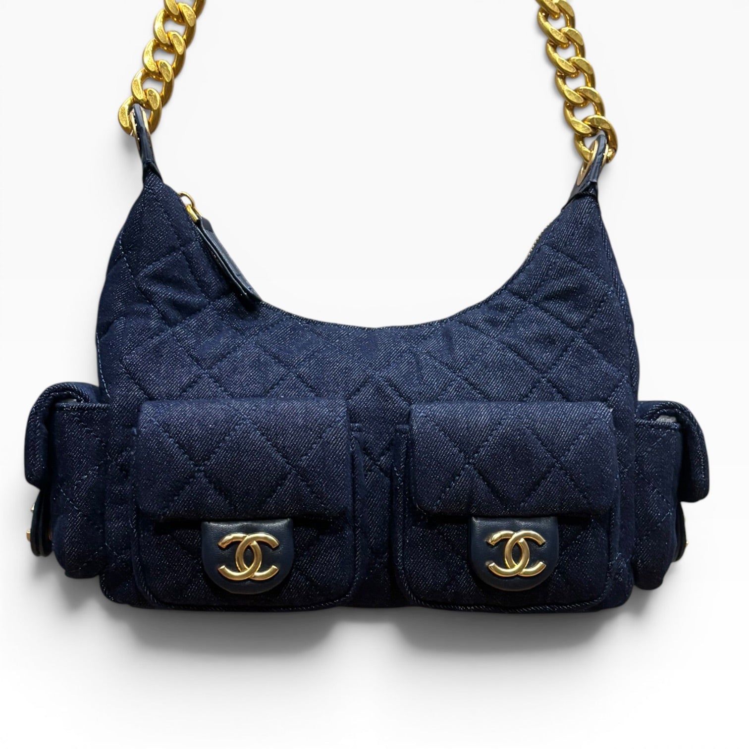 VIP/GWP Blue Quilted Denim Hobo Bag with Bag