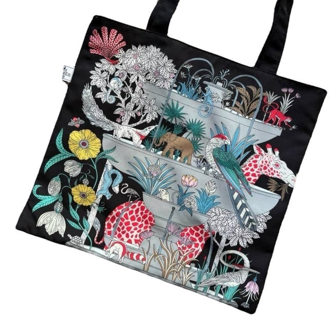 VIP/GWP Black Floral Animal Print Tote Bag