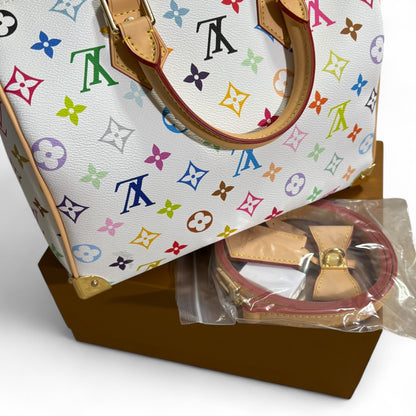 VIP/GWP White Monogram Speedy Bag with Box