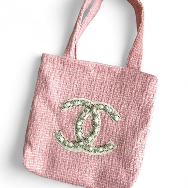 VIP/GWP Pink Rhinestone Floral Tote Bag