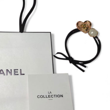 VIP/GWP 2Pc White Opal Pearl Heart Hair Ties with Gift Bag