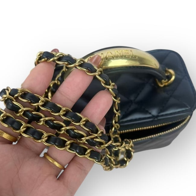 VIP/GWP Black Quilted Chain Top Handle Bag