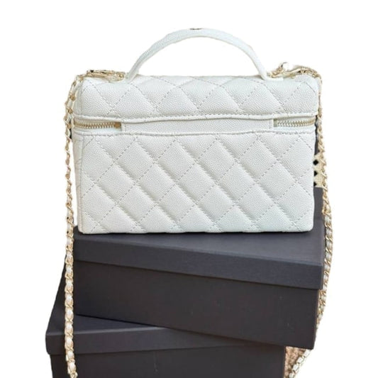 VIP/GWP White Quilted Long Vanity Case with Box