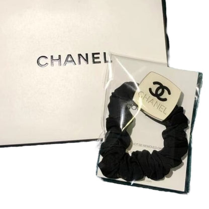 VIP/GWP White CC Logo Hair Scrunchy