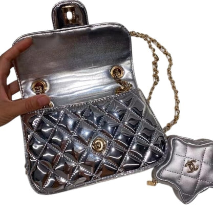 VIP/GWP Silver Quilted Mini Flap Bag with Box