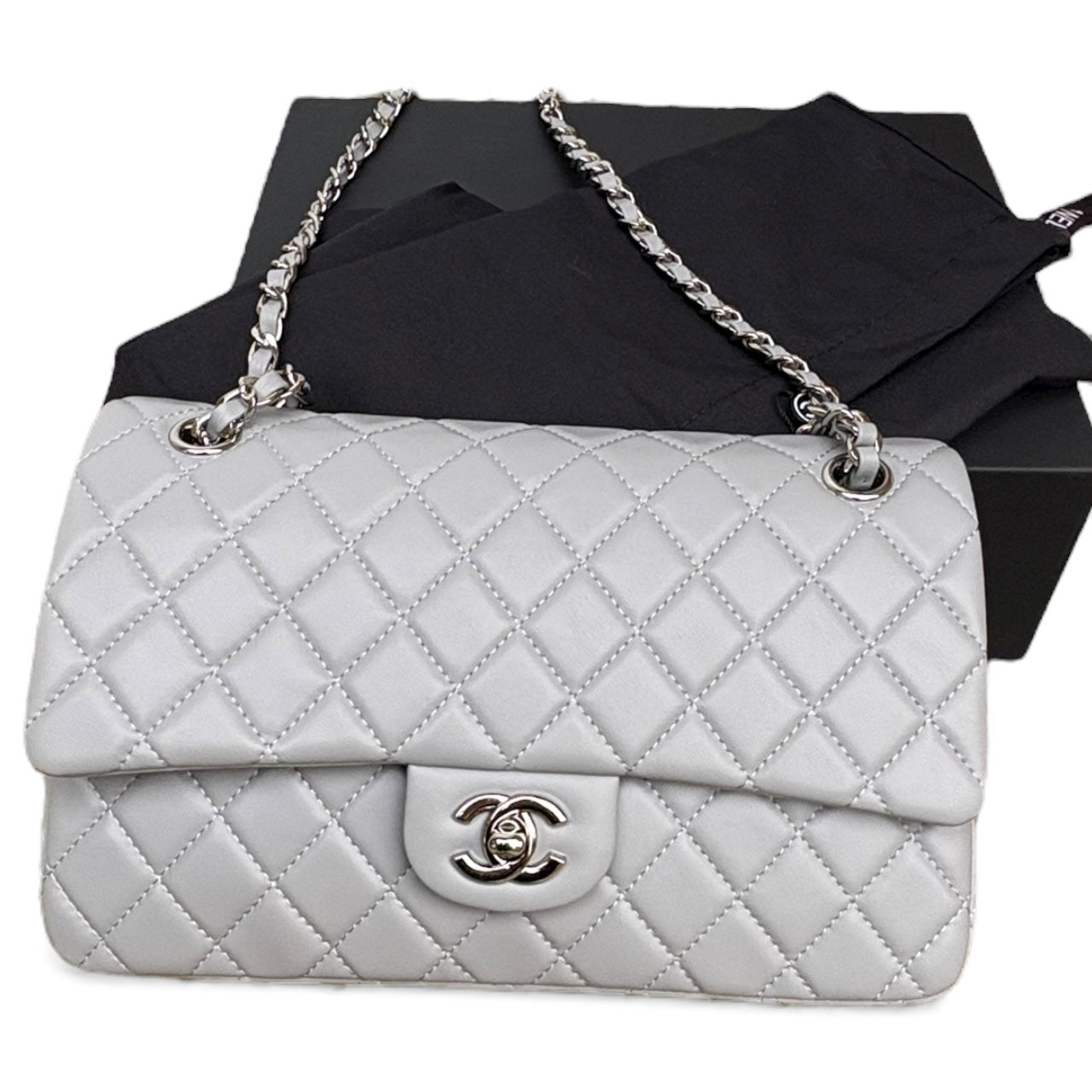 VIP/GWP Grey Quilted Classic Flap Bag
