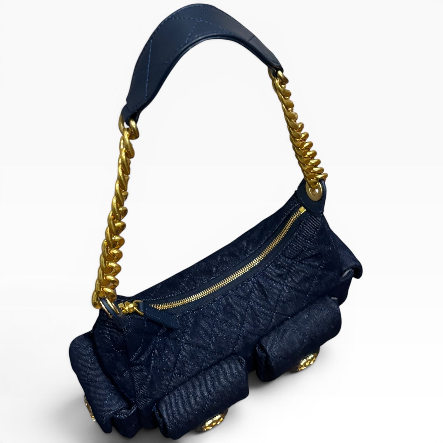 VIP/GWP Blue Quilted Denim Hobo Bag with Bag