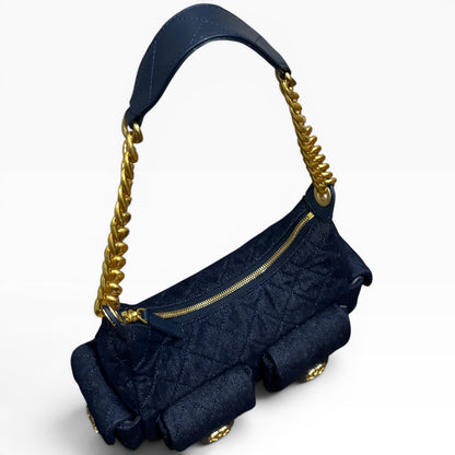 VIP/GWP Blue Quilted Denim Hobo Bag with Bag