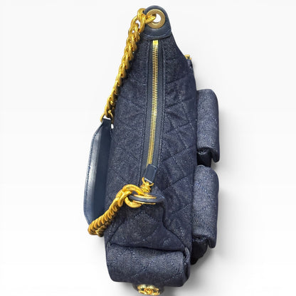 VIP/GWP Blue Quilted Denim Hobo Bag with Bag