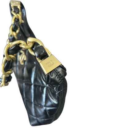VIP/GWP Black Quilted Chain Hobo Bag with Bag
