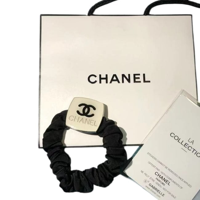 VIP/GWP White CC Logo Hair Scrunchy