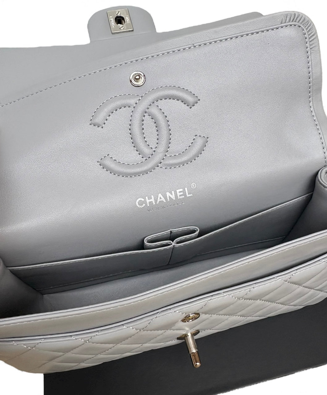 VIP/GWP Grey Quilted Classic Flap Bag