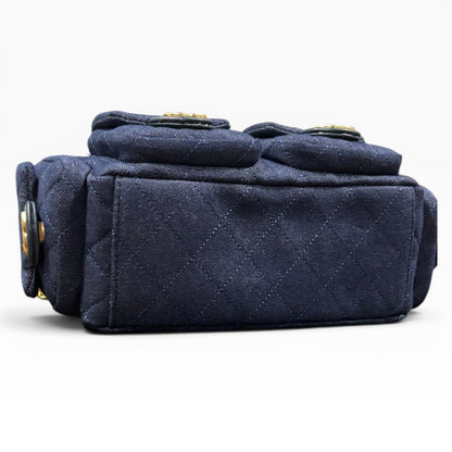 VIP/GWP Blue Quilted Denim Hobo Bag with Bag