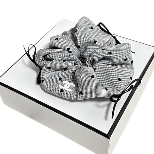 VIP/GWP Grey Bow Heart Hair Scrunchy