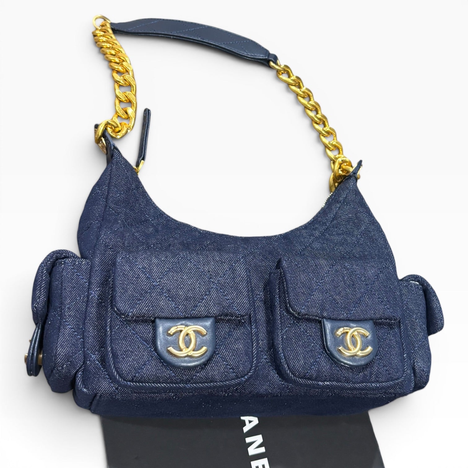 VIP/GWP Blue Quilted Denim Hobo Bag with Bag