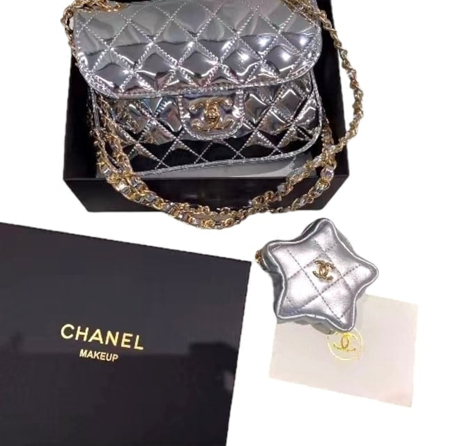 VIP/GWP Silver Quilted Mini Flap Bag with Box