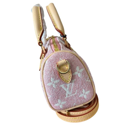 VIP/GWP Pink Nano Speedy Denim Mono Speedy Bag