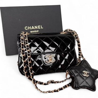 VIP/GWP Black Quilted Mini Flap Bag with Star Pouch & Box