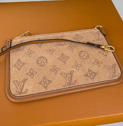 VIP/GWP Brown Suede Monogram Carryall Bag with Pouch & Box