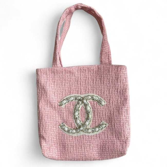 VIP/GWP Pink Rhinestone Floral Tote Bag