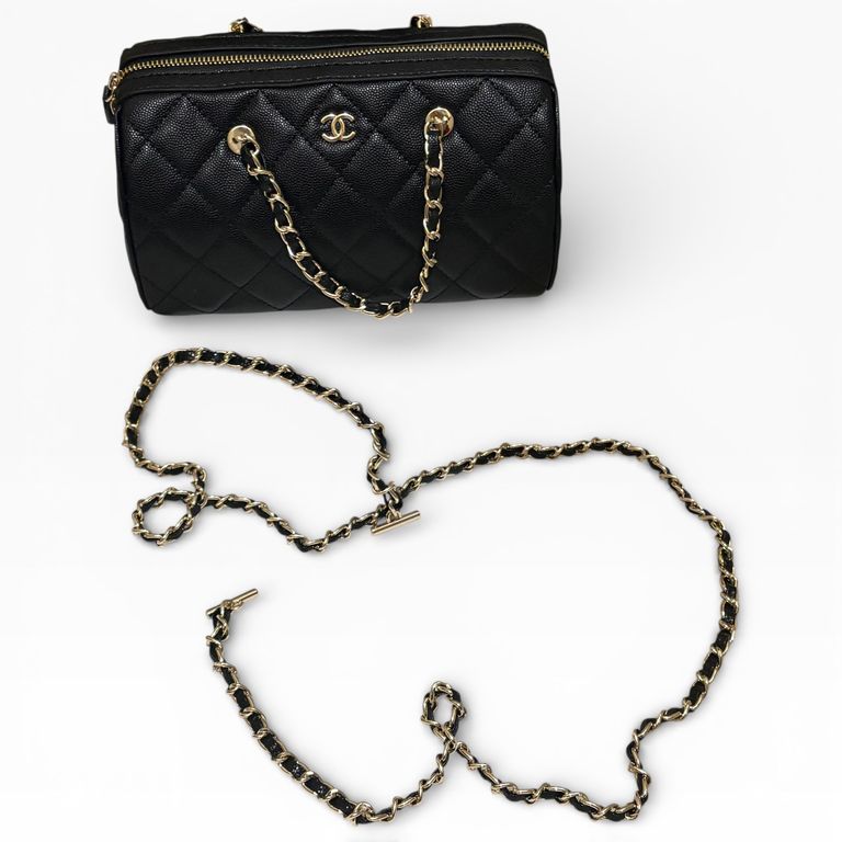 VIP/GWP Black Quilted Barrel Bag with Box