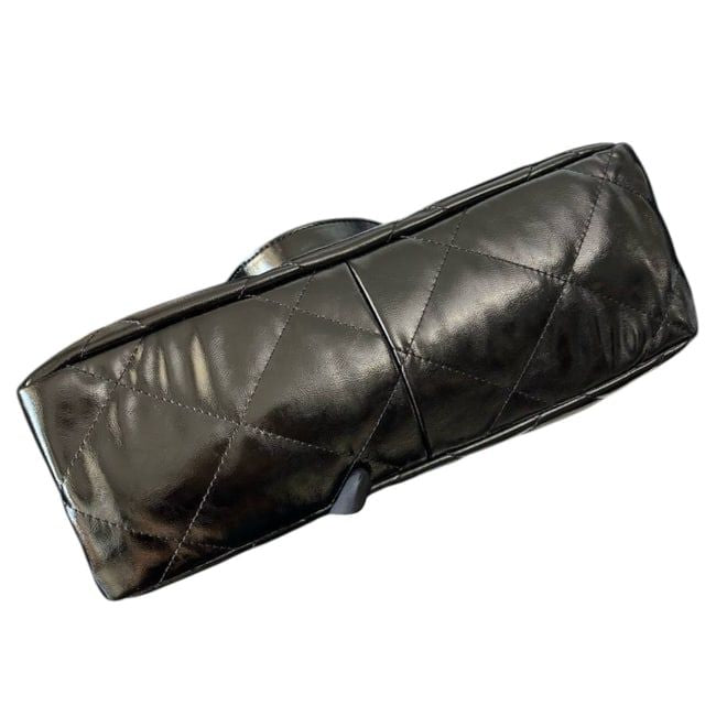 VIP/GWP Black Quilted Patent Large Shopping Tote with Gift Bag